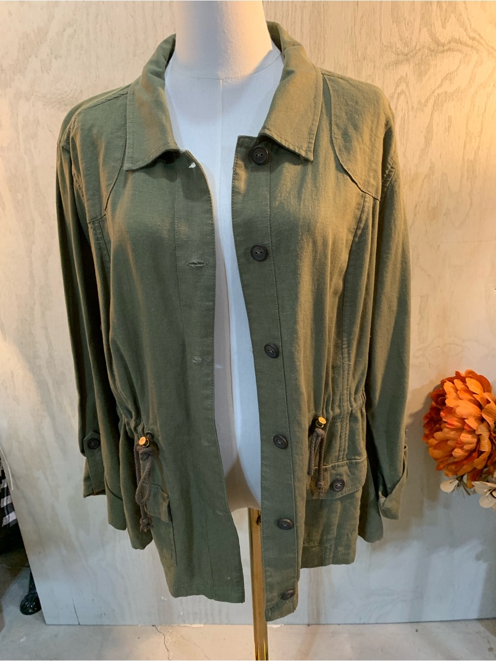 Relativity Olive Utility Drawstring Jacket - Women